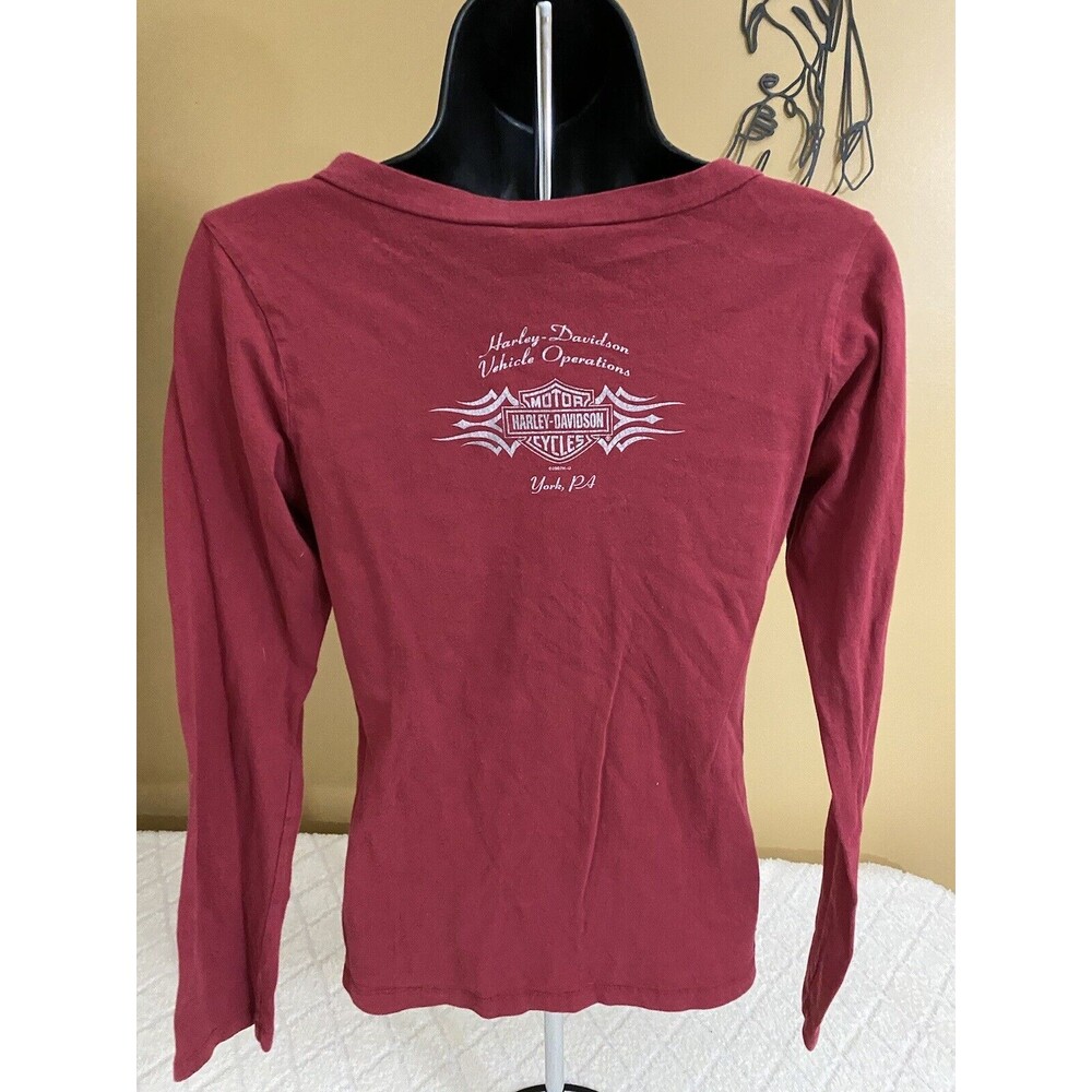 Vintage Harley Davidson York PA USA Made Women’s Red Long Sleeve Top Size Large - Picture 9 of 16